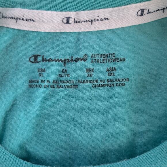 Champion Classic Tee Chromatic Script Portal Teal Women's XL - Picture 4 of 6